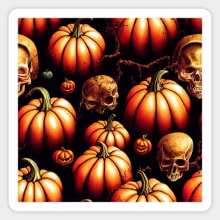 Pumpkins and Skulls Seamless Tile Pattern - Scary Halloween Sticker